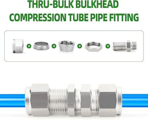 TAISHER 1PCS 316 Stainless Steel Thru-Bulk Bulkhead Compression Tube Pipe Fitting Connector, 1/2" Tube OD x 1/2" Tube OD Straight Adapter in Saudi Arabia
