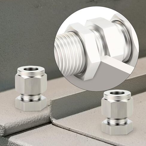 TAISHER 1PCS 316 Stainless Steel Thru-Bulk Bulkhead Compression Tube Pipe Fitting Connector, 1/2" Tube OD x 1/2" Tube OD Straight Adapter in Saudi Arabia