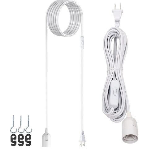 JACKYLED 20Ft UL Approval Extension Hanging Lantern Pendant Light Lamp Cord Cable 360W Suitable for E26 E27 Socket with On/Off Switch for Paper Lantern in Kuwait