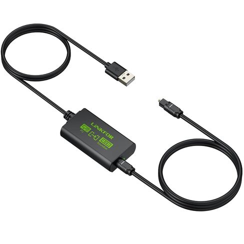 LiNKFOR USB A to Toslink Optical Audio Adapter, 1M/3.3ft Cord, 96kHz SPDIF Digital Converter for Computer, PC, Mac, Laptop Only (Unidirectional USB to Optical, Not for TV or Game Consoles) in Kuwait