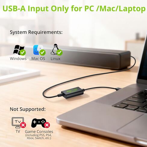 LiNKFOR USB A to Toslink Optical Audio Adapter, 1M/3.3ft Cord, 96kHz SPDIF Digital Converter for Computer, PC, Mac, Laptop Only (Unidirectional USB to Optical, Not for TV or Game Consoles) in Kuwait