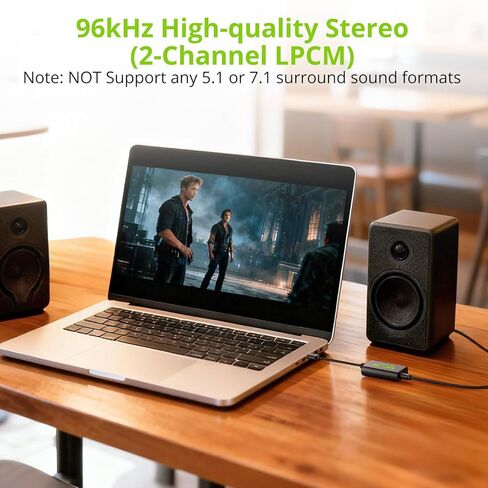 LiNKFOR USB A to Toslink Optical Audio Adapter, 1M/3.3ft Cord, 96kHz SPDIF Digital Converter for Computer, PC, Mac, Laptop Only (Unidirectional USB to Optical, Not for TV or Game Consoles) in Kuwait