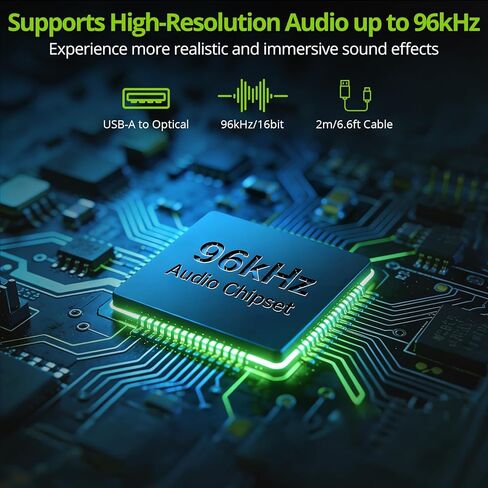 LiNKFOR USB A to Toslink Optical Audio Adapter, 1M/3.3ft Cord, 96kHz SPDIF Digital Converter for Computer, PC, Mac, Laptop Only (Unidirectional USB to Optical, Not for TV or Game Consoles) in Kuwait