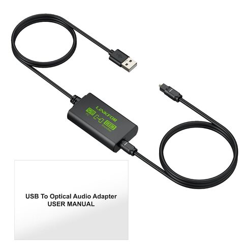 LiNKFOR USB A to Toslink Optical Audio Adapter, 1M/3.3ft Cord, 96kHz SPDIF Digital Converter for Computer, PC, Mac, Laptop Only (Unidirectional USB to Optical, Not for TV or Game Consoles) in Kuwait