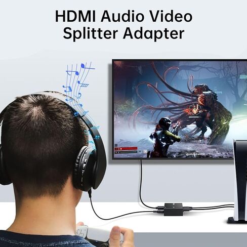 4K HDMI Audio Extractor Splitter, HDMI Audio Video Converter Adapter + Optical Toslink SPDIF + AUX 3.5mm Audio Jack Analog Audio Compatible with Fire Stick, Blu-Ray Player in Saudi Arabia