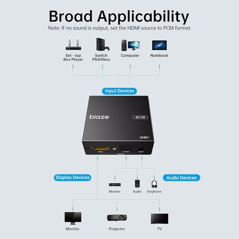 4K HDMI Audio Extractor Splitter, HDMI Audio Video Converter Adapter + Optical Toslink SPDIF + AUX 3.5mm Audio Jack Analog Audio Compatible with Fire Stick, Blu-Ray Player in Saudi Arabia