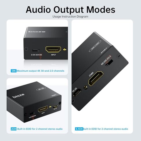 4K HDMI Audio Extractor Splitter, HDMI Audio Video Converter Adapter + Optical Toslink SPDIF + AUX 3.5mm Audio Jack Analog Audio Compatible with Fire Stick, Blu-Ray Player in Saudi Arabia