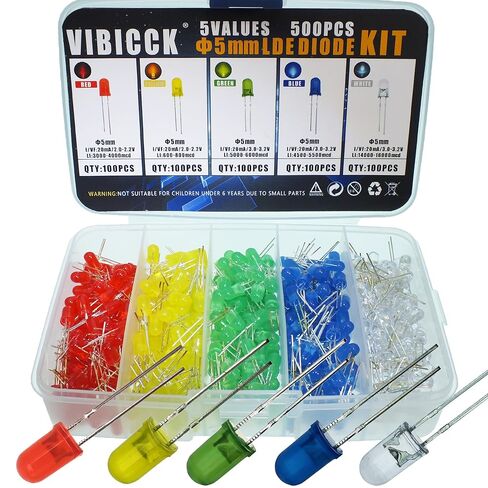 500pcs 3MM LED Diode Light Assortment Kit, 5 Color Low Voltage Set for Christmas and Scientific Experiments LEDs led Light kit Emitting led in Kuwait