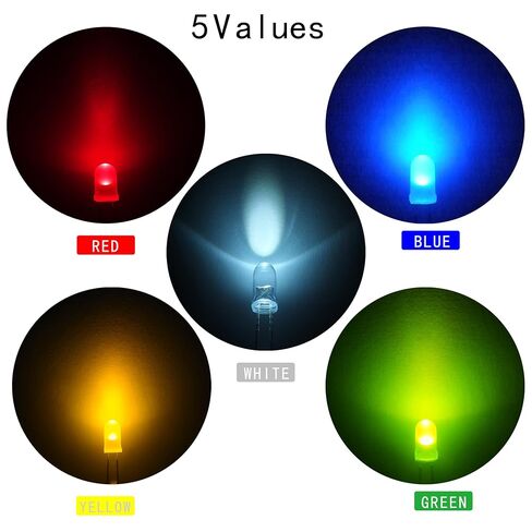 500pcs 3MM LED Diode Light Assortment Kit, 5 Color Low Voltage Set for Christmas and Scientific Experiments LEDs led Light kit Emitting led in Saudi Arabia