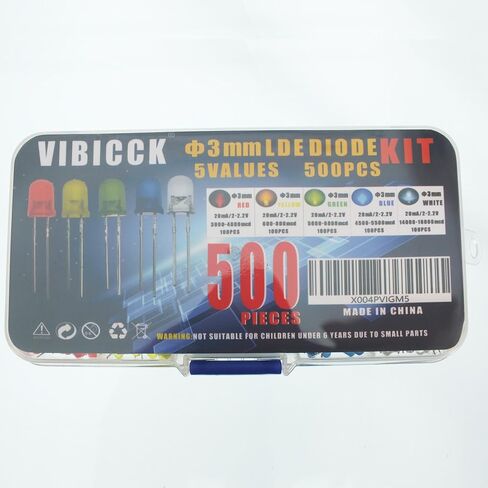 500pcs 3MM LED Diode Light Assortment Kit, 5 Color Low Voltage Set for Christmas and Scientific Experiments LEDs led Light kit Emitting led in Saudi Arabia