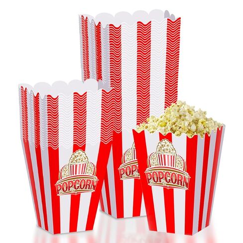 20 قطعة من صناديق الفشار - دلاء حاويات الفشار لآلة الذرة الفشار، قوية ومتينة، حاويات الفشار الذرة، لوازم ليلية مريحة للأفلام، مثالية للعائلات والحفلات والكرنفال in Kuwait