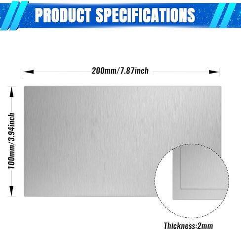 1mm Stainless Steel Sheet 6x6 Inch, 430 Magnetic Stainless Steel Plate, 18 Gauge Metal Sheet for Wall, DIY, Crafts, Jewelry, Electrical Repair (2 Pack) in Kuwait