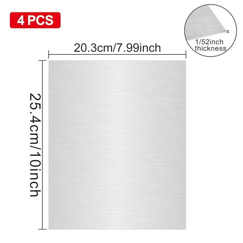 430 Stainless Steel Metal Sheets 8" x 10" x 1/52" Inch Metal Plates for Magnetic Mount Board Wall, Stainless Steel Shim Stock Plates for Crafting, Kitchen, Office(4PCS, Thickness 0.5mm) in Saudi Arabia