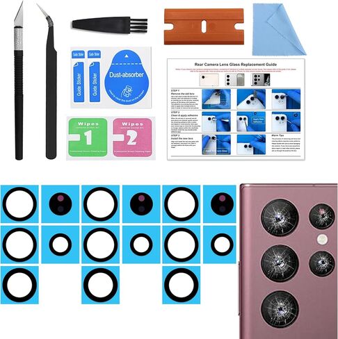 3 Pack Galaxy A15 5G Back Rear Camera Lens Glass Replacement, Standard Lens, Glass Construction, Black, Compatible with Samsung NX Mounting in Kuwait