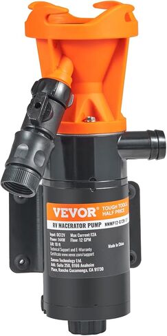 VEVOR 12V RV Macerator Pump, 12GPM, Portable RV Waste Pump, Quick Release Sewage Pumps with Garden Hose & Clamps, 7ft Power Cord, 10ft Lift, Automatic Manual Crushing Function, for Boat Camper Marine in Saudi Arabia