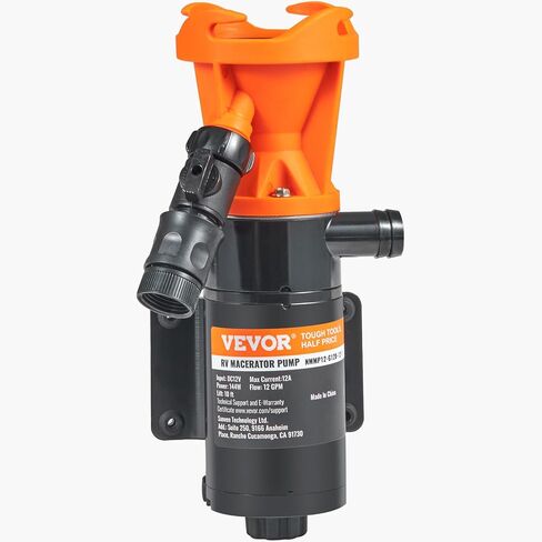 VEVOR 12V RV Macerator Pump, 12GPM, Portable RV Waste Pump, Quick Release Sewage Pumps with Garden Hose & Clamps, 7ft Power Cord, 10ft Lift, Automatic Manual Crushing Function, for Boat Camper Marine in Saudi Arabia