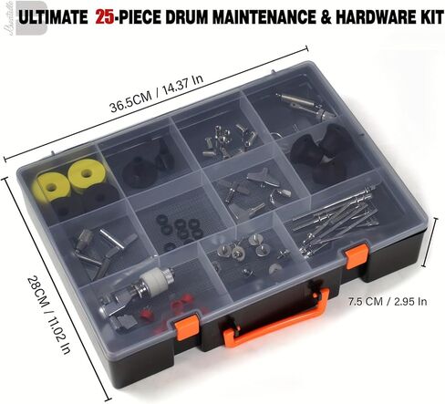 مجموعة ملحقات الطبلة مع حقيبة حمل - 71 قطعة من قطع غيار وأدوات الطبول البديلة لقارعي الطبول - تتضمن مفاتيح الطبلة، وقابض القبعة العالية، وسلك كمين، ولباد الصنج، ومسامير - حقيبة جاهزة للحفلة in Kuwait