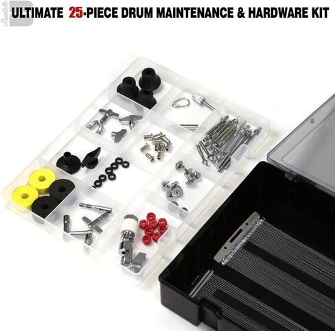 مجموعة ملحقات الطبلة مع حقيبة حمل - 71 قطعة من قطع غيار وأدوات الطبول البديلة لقارعي الطبول - تتضمن مفاتيح الطبلة، وقابض القبعة العالية، وسلك كمين، ولباد الصنج، ومسامير - حقيبة جاهزة للحفلة in Kuwait