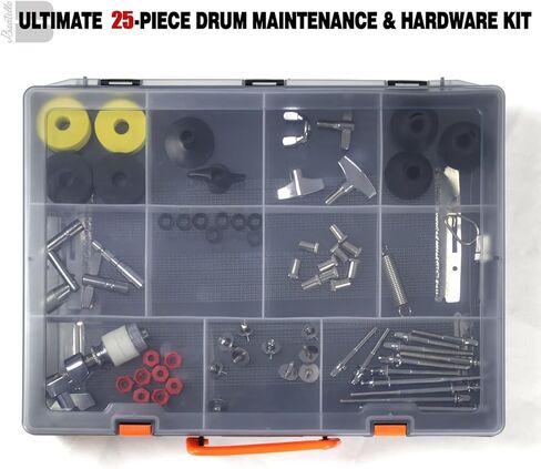 مجموعة ملحقات الطبلة مع حقيبة حمل - 71 قطعة من قطع غيار وأدوات الطبول البديلة لقارعي الطبول - تتضمن مفاتيح الطبلة، وقابض القبعة العالية، وسلك كمين، ولباد الصنج، ومسامير - حقيبة جاهزة للحفلة in Kuwait
