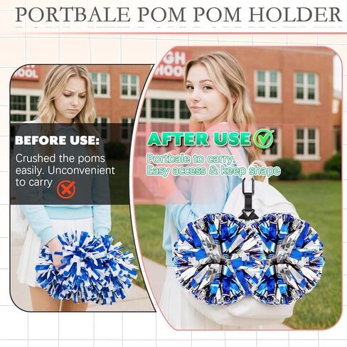 Pom Pom Holder Adjustable Cheer Bow Holder Backpack Strap for Cheerleaders, Bag Tag Cheerleading Accessories Essentials Tag Strap for Sports Cheer Team Teen Dance (Pom Poms Not Included) in Kuwait