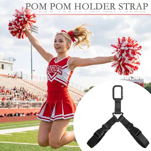 Pom Pom Holder Adjustable Cheer Bow Holder Backpack Strap for Cheerleaders, Bag Tag Cheerleading Accessories Essentials Tag Strap for Sports Cheer Team Teen Dance (Pom Poms Not Included) in Kuwait