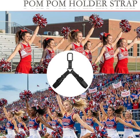 Pom Pom Holder Adjustable Cheer Bow Holder Backpack Strap for Cheerleaders, Bag Tag Cheerleading Accessories Essentials Tag Strap for Sports Cheer Team Teen Dance (Pom Poms Not Included) in Kuwait