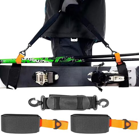 Ski Strap and Pole Carrier Tie, Adjustable Ski Tapes Cushioned Shoulder Sling, Portable Skis Gear Accessories for Men Women Snowboarding Winter Outdoor Activities in Kuwait