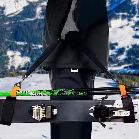 Ski Strap and Pole Carrier Tie, Adjustable Ski Tapes Cushioned Shoulder Sling, Portable Skis Gear Accessories for Men Women Snowboarding Winter Outdoor Activities in Kuwait