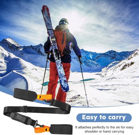 Ski Strap and Pole Carrier Tie, Adjustable Ski Tapes Cushioned Shoulder Sling, Portable Skis Gear Accessories for Men Women Snowboarding Winter Outdoor Activities in Kuwait