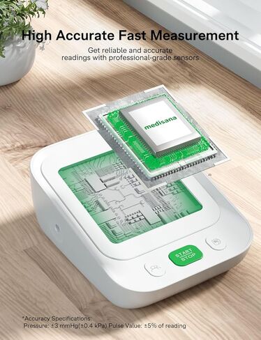 جهاز مراقبة ضغط الدم مع 2 × 199 مجموعة من الذاكرة، جهاز مراقبة ضغط الدم التلقائي للذراع العلوي من Medisana للاستخدام المنزلي، شاشة ملونة بإضاءة خلفية LED مقاس 4.5 بوصة، أساور كبيرة قابلة للتعديل، كاشف ارتفاع ضغط الدم المنزلي in Kuwait