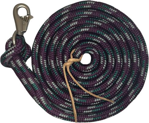 Kensington Clinician Equine Training Lead Rope – 10ft Heavy Duty Braided Horse Lead with Swivel Bull Snap | Color: Plum - Hunter - Pistachio - White w/Satin in Kuwait