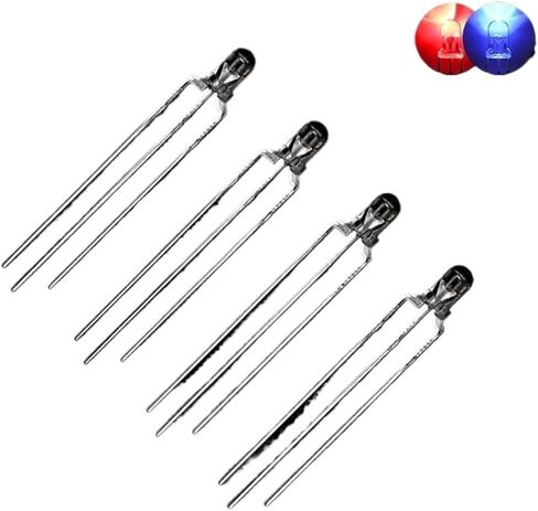 50pcs/lot 3MM Round Clear/Fog Two Colors Common Anode/Cathode LED Bi-Color 3 Pins Light Emitting Diode(R-B Fog Cathode) in Saudi Arabia