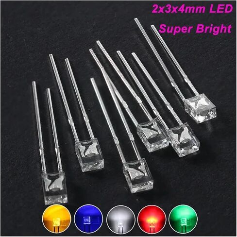 200PCS 2x3x4mm LED Diode Kit Super Bright Transparent Led Ligh Yellow Green Red White Blue 2 * 3 * 4 Mm Light Emitting Diode Set(Yellow) in Saudi Arabia