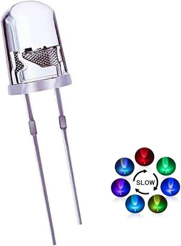 50pcs 5mm Multicolor Slow/Fast Flashing LED Diode Blinking Light Emitting Diodes 2 Pins Clear Round Lens Electronic Components(Fast Flash) in Saudi Arabia