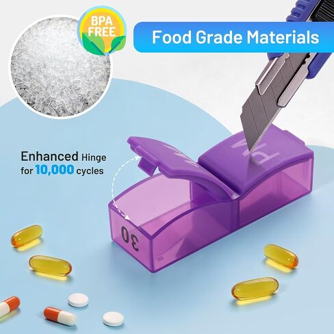 Monthly Pill Organizer 2 Times a Day, 30 Day Pill Box AM PM for Small Pill, 31 Day Vitamin & Medication Organizer with Removable Daily Compartments, DIY Number Labels, Portable Travel Pill Case in Saudi Arabia