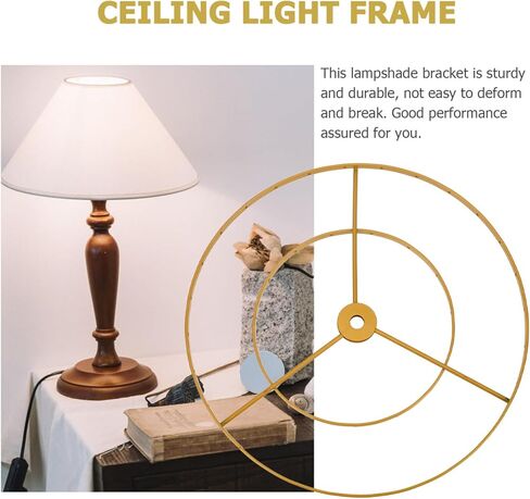 Luxshiny Double-Layer Ring Lampshade Frame 9.84 Inch E27 Chandelier Holder Wire Lampshade Bracket for Home Office Cafe Ceiling Light Accessory in Kuwait