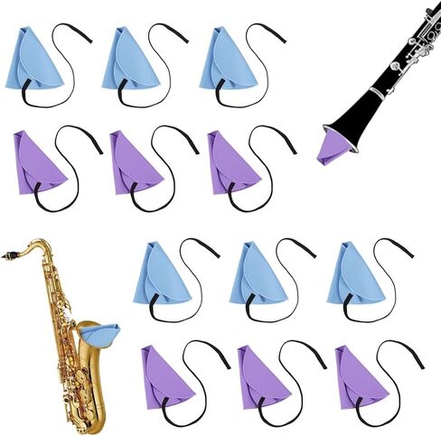 12 Pcs Clarinet Swab Cleaning Cloth, 2-Ply Polishing Fabric with Weighted String, Pull-Through Cleaner for Inside Clarinet Tube, Flute, Piccolo, and Saxophone (Blue, Purple) in Kuwait