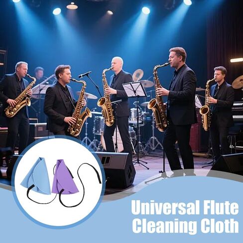 12 Pcs Clarinet Swab Cleaning Cloth, 2-Ply Polishing Fabric with Weighted String, Pull-Through Cleaner for Inside Clarinet Tube, Flute, Piccolo, and Saxophone (Blue, Purple) in Kuwait