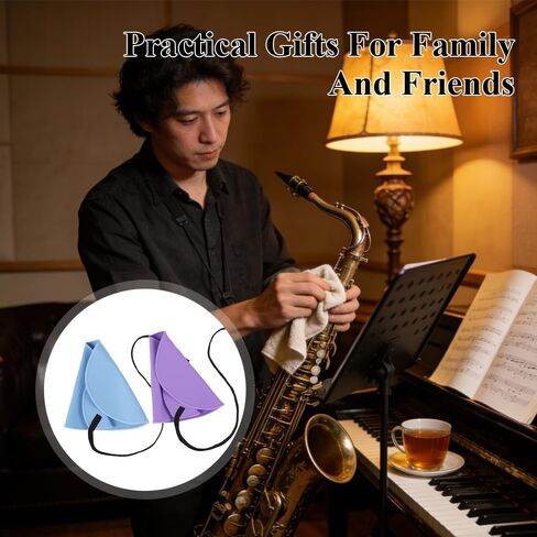 12 Pcs Clarinet Swab Cleaning Cloth, 2-Ply Polishing Fabric with Weighted String, Pull-Through Cleaner for Inside Clarinet Tube, Flute, Piccolo, and Saxophone (Blue, Purple) in Kuwait