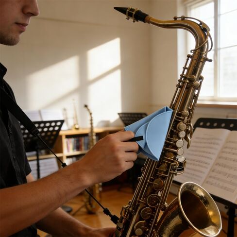 12 Pcs Clarinet Swab Cleaning Cloth, 2-Ply Polishing Fabric with Weighted String, Pull-Through Cleaner for Inside Clarinet Tube, Flute, Piccolo, and Saxophone (Blue, Purple) in Kuwait