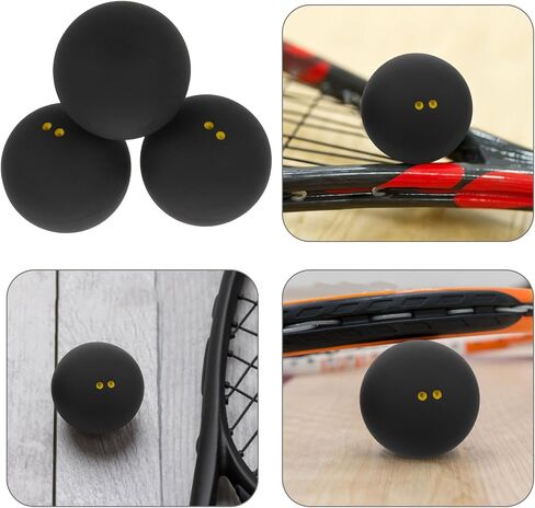 OUNONA 3pcs Double Yellow Dot Squash Balls Rubber 38-40mm Slow Speed Training Practice Sports Competition Squash Equipment for Beginners and Professionals in Kuwait