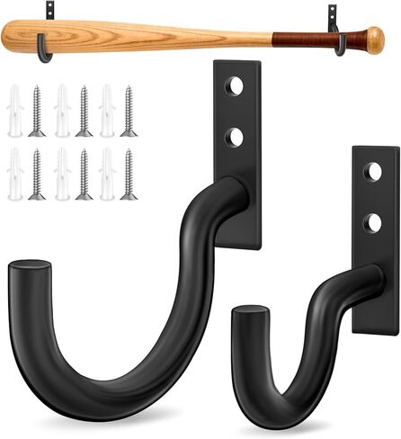 حامل مضرب بيسبول ثقيل على الحائط، حامل مضرب بيسبول أفقي معدني، تصميم مقاوم للصدأ للخفافيش الموقعة والمجموعات الموقعة، عرض تذكارات رياضية على الطراز الصناعي (معدن قوي) in Kuwait