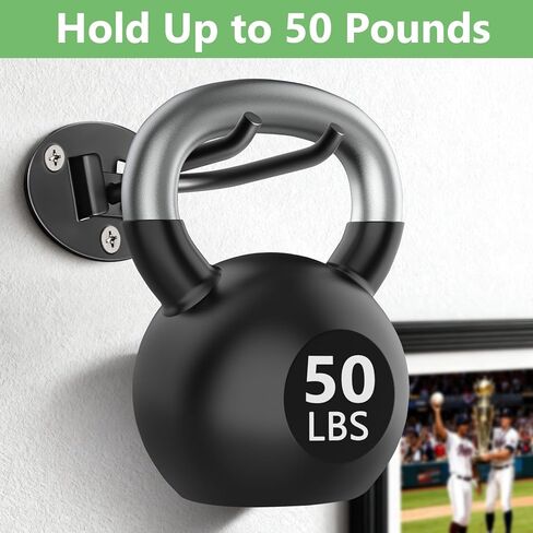 حامل مضرب بيسبول عالي التحمل - حامل جداري احترافي للخفافيش الموقعة، فولاذ مقاوم للصدأ قوي مع مسامير توسيع، مقبض مانع للانزلاق، يحمل مضارب خشبية/معدنية - عرض كهف ومخبأ للرجال (4 عبوات) in Kuwait