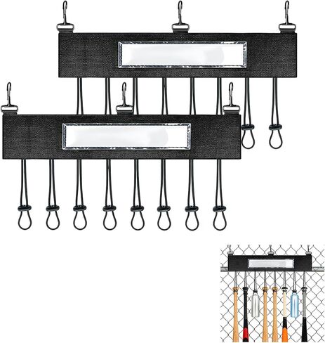 2Pcs Dugout Organizer, Baseball Softball Bat Holder Wall Mount with 3 Fence Hooks 8 Hanging Strap and Name Tag, Bat Rack Accessories for Dugout Fence Team Coach Players Gifts in Saudi Arabia