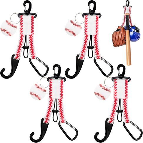 4 Pcs Baseball Gear Hanger Dugout Organizer Softball 3 in 1 Baseball Fence Hooks with Name Luggage Tags Softball Team Gift for Hiking Camping Backpack Glove Helmet Drinking Bottle Hanging in Saudi Arabia