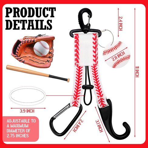 4 Pcs Baseball Gear Hanger Dugout Organizer Softball 3 in 1 Baseball Fence Hooks with Name Luggage Tags Softball Team Gift for Hiking Camping Backpack Glove Helmet Drinking Bottle Hanging in Saudi Arabia