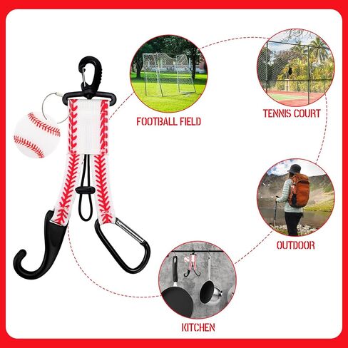 4 Pcs Baseball Gear Hanger Dugout Organizer Softball 3 in 1 Baseball Fence Hooks with Name Luggage Tags Softball Team Gift for Hiking Camping Backpack Glove Helmet Drinking Bottle Hanging in Saudi Arabia