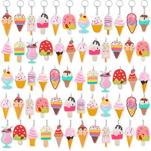 Sasylvia 36 Ice Cream Party Favors Keychain Gifts Cute Ice Cream Party Decorations for Appreciation Thank You Gifts in Kuwait