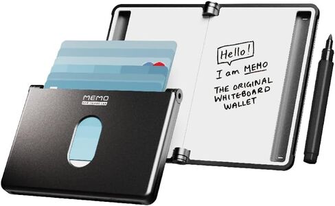 MEMO Whiteboard Wallet - an Innovative Mini Pocket Notebook & Aluminum RFID Blocking Wallet for Men & Women - Dry Erase Notepad w/ 6 Card Slots, Pen & Magnet Closure - Charcoal Black in Saudi Arabia