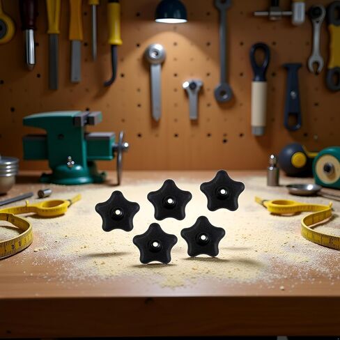 5 Pcs Black 5/16" 18 Female Thread 5 Star Knobs, Clamping Knobs for T Track Bolts, Jig Knobs Thumb Screw Threaded Knobs T Track Accessories for Feather Boards Woodworking Jigs and Fixtures Star Knobs in Saudi Arabia